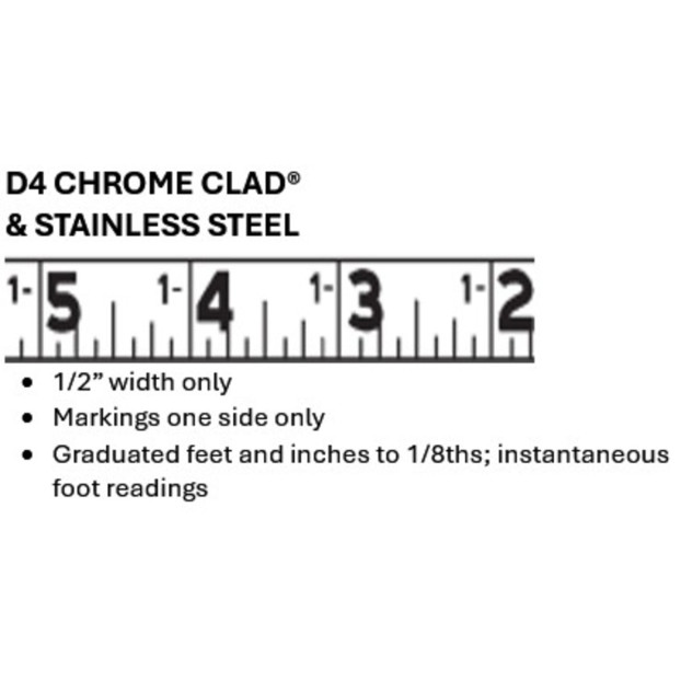 Lufkin S1293F590N 1/2" x 50ft Atlas® Stainless Steel Oil Gauging Tape