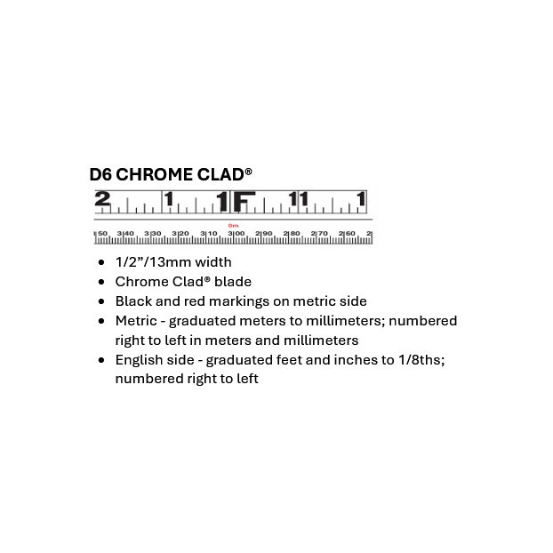 Lufkin C2930MME590N 1/2'' x 30m/100ft Atlas® SAE/Metric Dual Sided Chrome Clad® Oil Gauging Tape