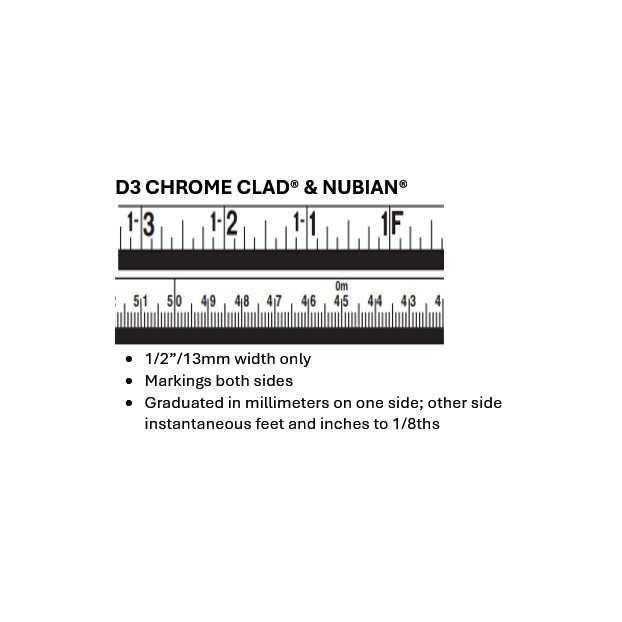 Lufkin CN1294SMEF59N 1/2'' x 20m/66ft Atlas® SAE/Metric Dual Sided Chrome Clad®/Nubian® Double Duty Oil Gauging Tape