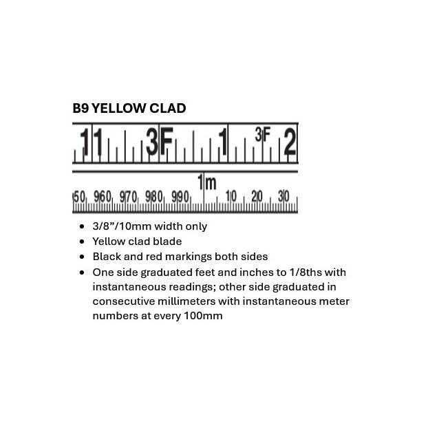 Lufkin HW223ME 3/8” x 15m/50ft Banner® SAE/Metric Yellow Clad Dual Sided Long Blade Tape Measure