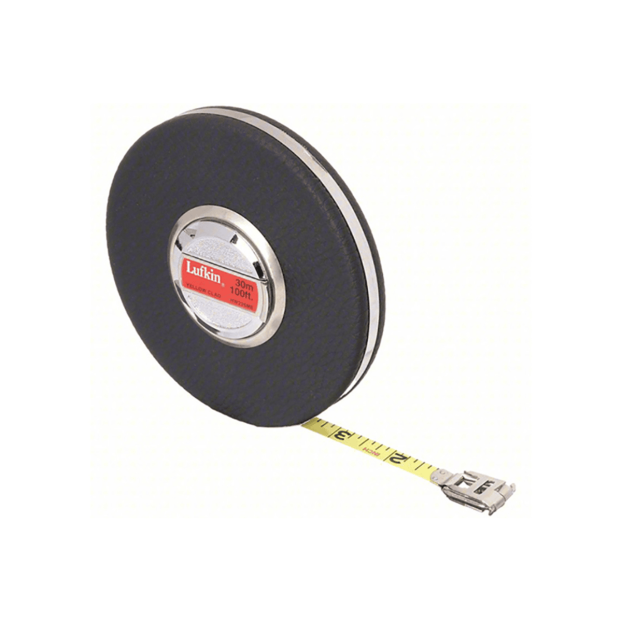 Lufkin HW226ME 3/8” x 30m/100′ Banner® SAE/Metric Yellow Clad Dual Sided Long Blade Tape