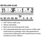 Lufkin HW226ME 3/8” x 30m/100′ Banner® SAE/Metric Yellow Clad Dual Sided Long Blade Tape