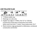 Lufkin PHV1035CMEN 3/4” x 5m/16ft P1000 Series SAE/Metric Yellow Clad A30 Blade Power Return Tape