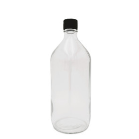1Ltr (UK) Clear Glass Bottle with PP Lined Cap (12pc/ctn)