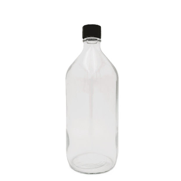 1Ltr (UK) Clear Glass Bottle with PP Lined Cap (12pc/ctn)