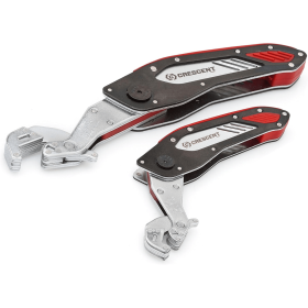 Cret-CFW2 2 Piece Folding Flip and Grip Wrench Set, Adjustable Jaw Fits Over 50 Fasteners