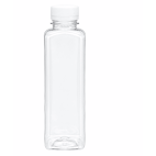 500ML (Square) Clear Plastic Bottle with White Self Lock Cap (84pcs/pkt)