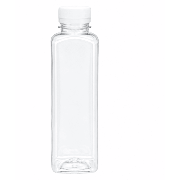 500ML (Square) Clear Plastic Bottle with White Self Lock Cap (84pcs/pkt)