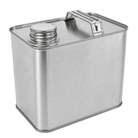 2Ltr Plain Rectangular Tin With Cap & Stopper Plus Handle (500pcs/order)