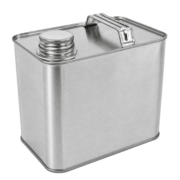 2Ltr Plain Rectangular Tin With Cap & Stopper Plus Handle (500pcs/order)